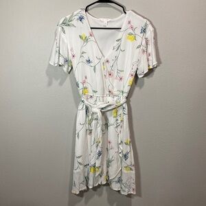 5 for $25 Lauren Conrad White Floral lemon Wrap Dress